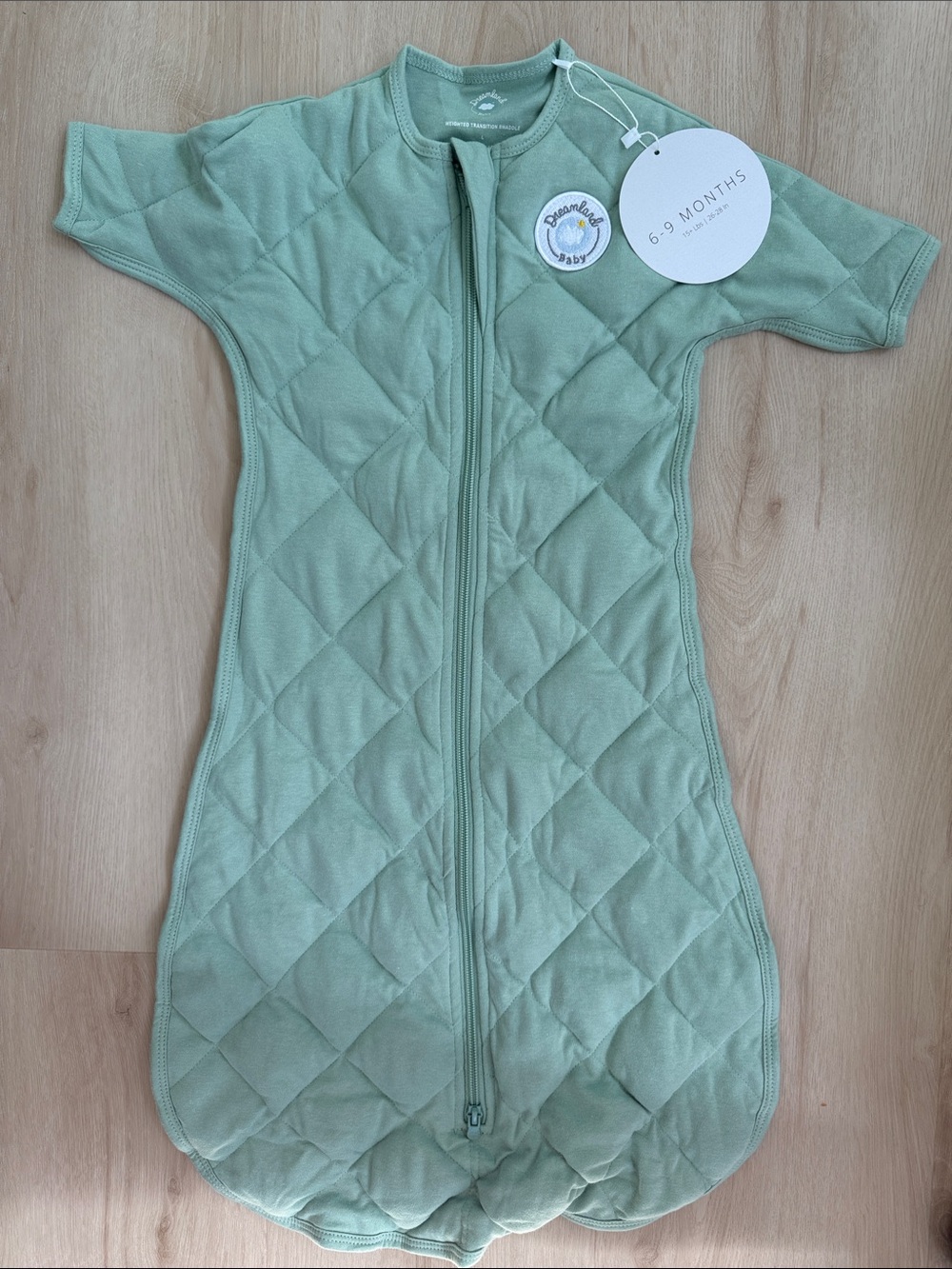 6-9 Months Mint Quilted Baby Sleep Sack - Breathable Zip Front